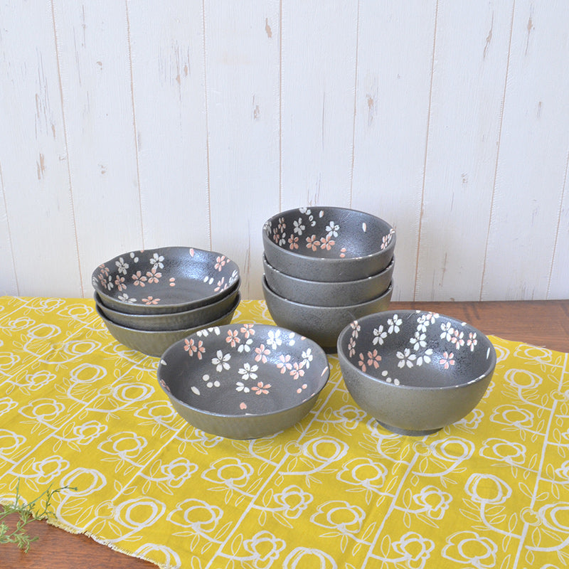 福袋-竹- はんなり桜8点セット 和食器 磁器 煮物鉢 どんぶり 美濃焼 陶器 おしゃれ かわいい シンプル 上品 花柄 食卓 ギフト プレゼント 贈り物 お祝い 新生活 結婚 家族 夫婦 キッチン