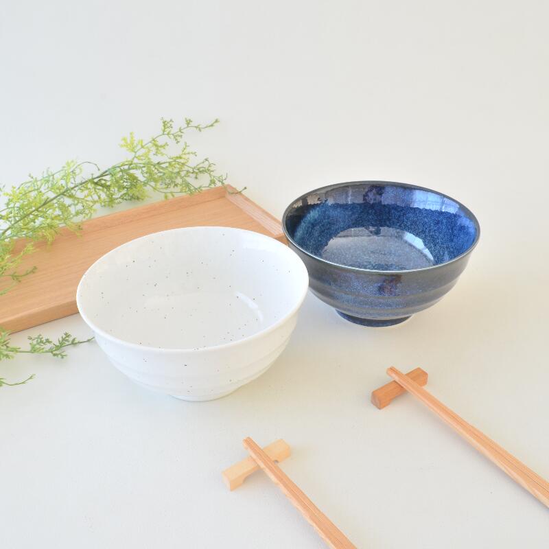 六兵衛丼4個セット 紺碧&粉引 鉢 食器 日本製 おしゃれ かっこいい 美濃焼 陶器 つるつる 大きめのどんぶり 洗いやすい 重なりやすい 収納 便利 電子レンジ使用不可 食洗器使用可能 新生活