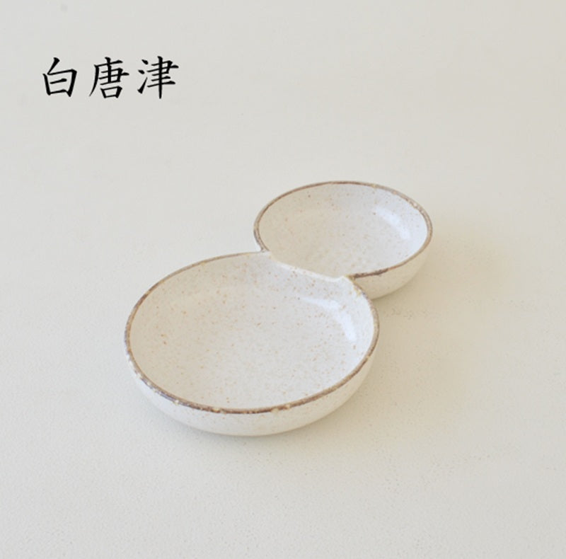 雪だるま型仕切り皿 水玉白唐津 白唐津 仕切り 皿 取り皿 おしゃれ シンプル 白 水玉 かわいい プレート ランチ 朝食 子供用 粉引 日本製 美濃焼 食器 食洗機対応 電子レンジ使用可 カフェ風 プレゼント ギフト カクニ KAKUNI