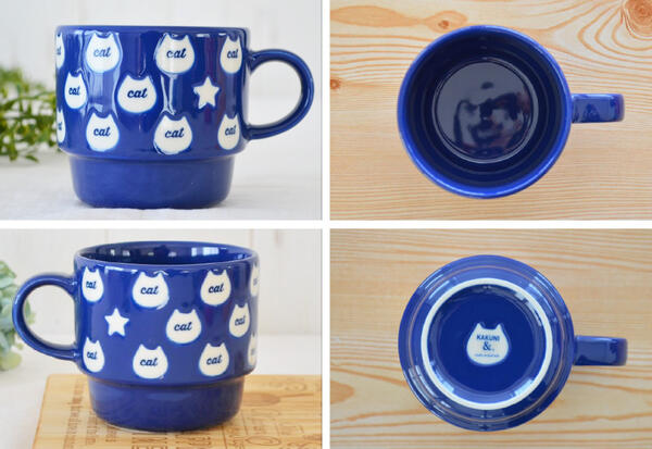 ビビット猫マグ 美濃焼 マグカップ かわいい 猫 おしゃれ 元気 ネコ 星 大容量 350ml 北欧 日本製 国産 食洗機使用可 電子レンジ使用可 カフェ ギフト プレゼント 箱入り ラッピング カクニ