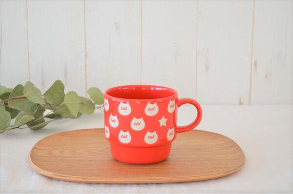 ビビット猫マグ 美濃焼 マグカップ かわいい 猫 おしゃれ 元気 ネコ 星 大容量 350ml 北欧 日本製 国産 食洗機使用可 電子レンジ使用可 カフェ ギフト プレゼント 箱入り ラッピング カクニ