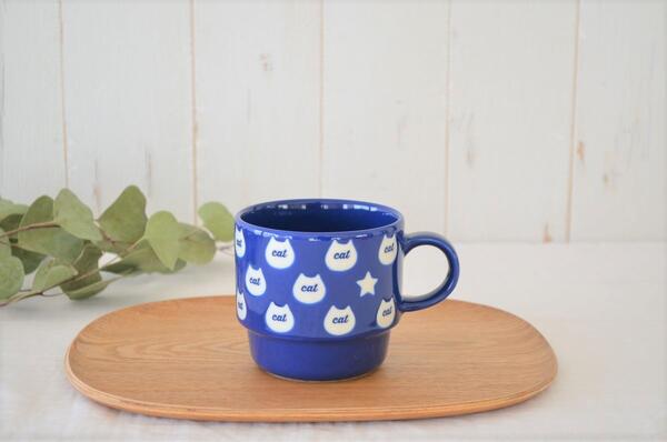 ビビット猫マグ 美濃焼 マグカップ かわいい 猫 おしゃれ 元気 ネコ 星 大容量 350ml 北欧 日本製 国産 食洗機使用可 電子レンジ使用可 カフェ ギフト プレゼント 箱入り ラッピング カクニ