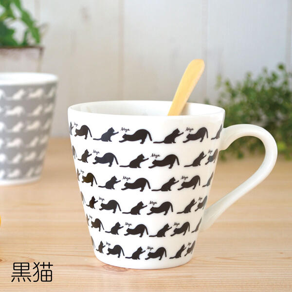 モノトーン猫マグ マグカップ 猫 おしゃれ シンプル かわいい 黒猫 白猫 北欧 日本製 コーヒーカップ 陶器 綺麗 ギフト ギフトボックス入り シンプル 洋風 陶器 美濃焼 電子レンジ対応 食洗機対応 カクニ