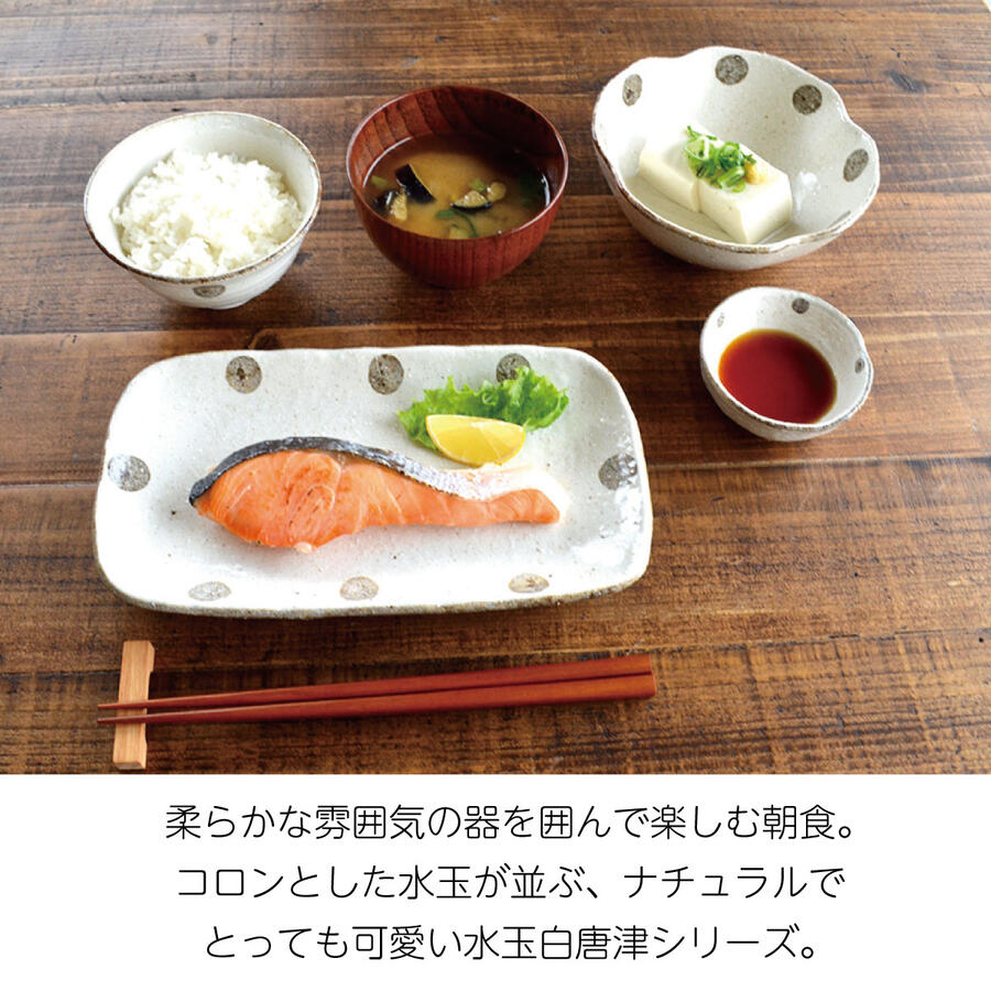水玉白唐津 飯碗【お茶碗 飯碗 ご飯茶碗 大き目 おしゃれ シンプル かわいい 日本製 美濃焼 食器 白い 模様 食洗機対応 レンジOK カフェ風 プレゼント ギフト カクニ KAKUN】
