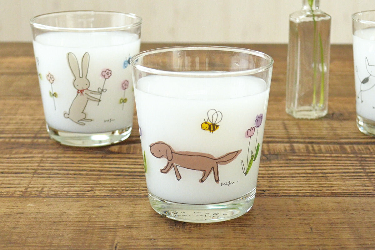 メグモググラス【グラス かわいい カップ コップ 子供用 猫 犬 うさぎ 日本製 プレゼント ギフト カクニ KAKUNI】