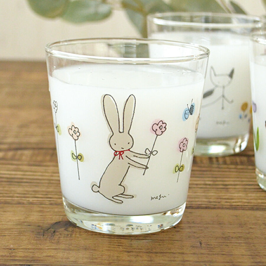メグモググラス【グラス かわいい カップ コップ 子供用 猫 犬 うさぎ 日本製 プレゼント ギフト カクニ KAKUNI】