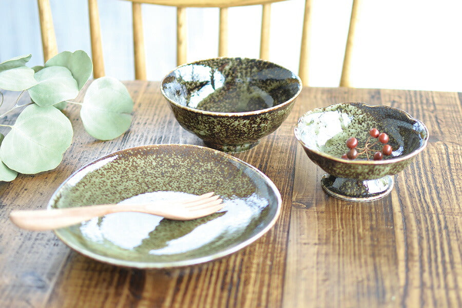 紺碧 緑彩 削ぎ入りお茶漬け飯碗 飯碗 ご飯茶碗 お茶漬け おしゃれ 紺 緑 陶器 シンプル 電子レンジ使用可 食洗機使用可 日本製 美濃焼 カクニ KAKUNI