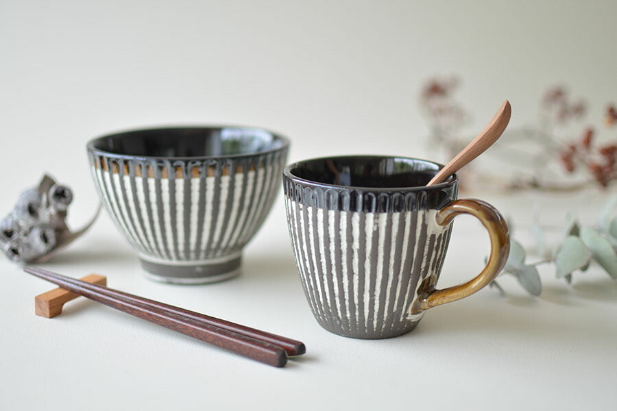 カーム削ぎ入り飯碗【お茶碗 オシャレ かっこいい 大きい 男性用 北欧 シンプル 日本製 美濃焼 食器 食洗機使用可 電子レンジ 使用可プレゼント ギフト カクニ KAKUNI】