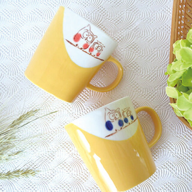 マグカップ おしゃれ 大きめ 幸せふくろう 軽いマグ 軽い 軽量 大きい 大き目 介護 敬老の日 持ち易い フクロウ ふくろう 梟 美濃焼 日本製 プレゼント国産 縁起物 鳥柄 プレゼント ギフト プレゼント包装 幸運 カクニ