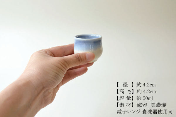 窯変 盃【 おしゃれ 50ml 陶器 杯 おちょこ ナチュラル ぐいのみ 美濃焼 冷酒 熱燗 お酒 青 日本酒 食洗機可 電子レンジ可 シンプル かっこいい プレゼント 贈り物 カクニ】