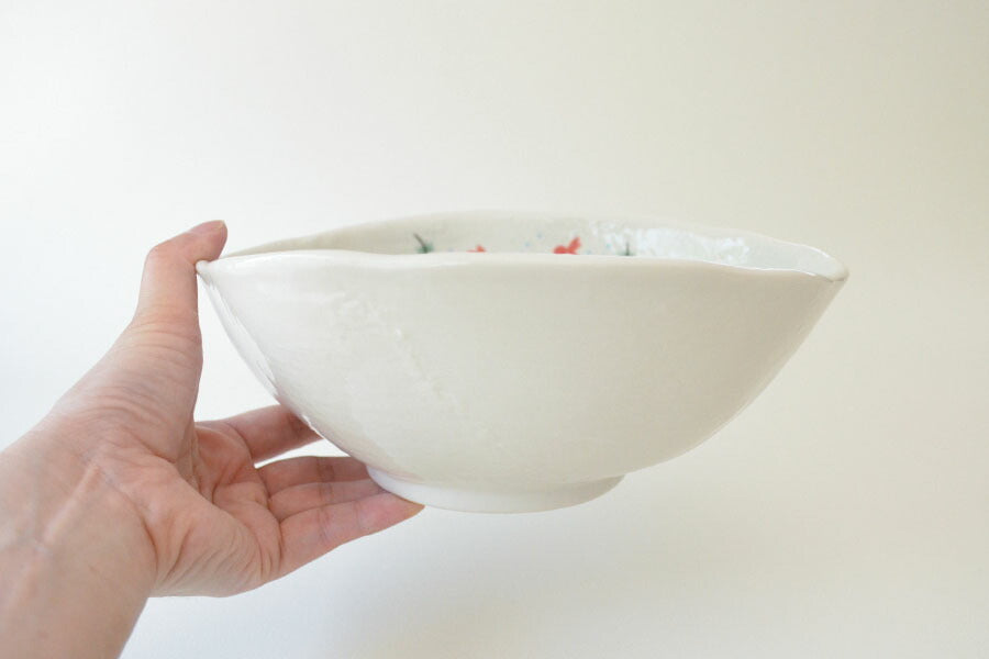 金魚 麺鉢【楕円鉢 カレー皿 パスタ サラダ 盛鉢 おしゃれ シンプル かわいい 変形 日本製 美濃焼 食器 白い 金魚 食洗機対応 レンジOK カフェ風 プレゼント ギフト カクニ KAKUNI】