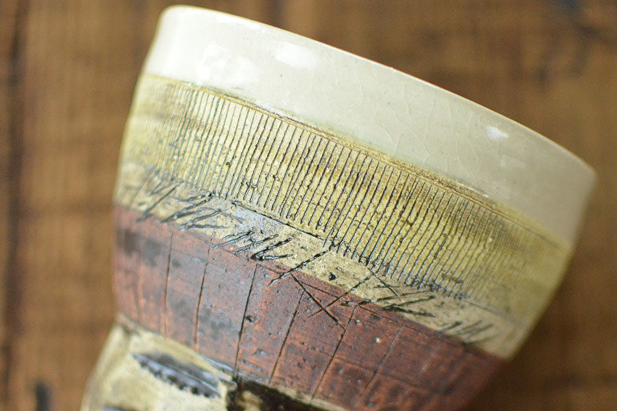 エイジア手造りロックカップ(削り)【おしゃれ かっこいい ハンドメイド 手作り 美濃焼 大きい 陶器 焼き物 父の日 敬老の日 プレゼント 箱入り 美濃焼 日本製 カクニ KAKUNI】