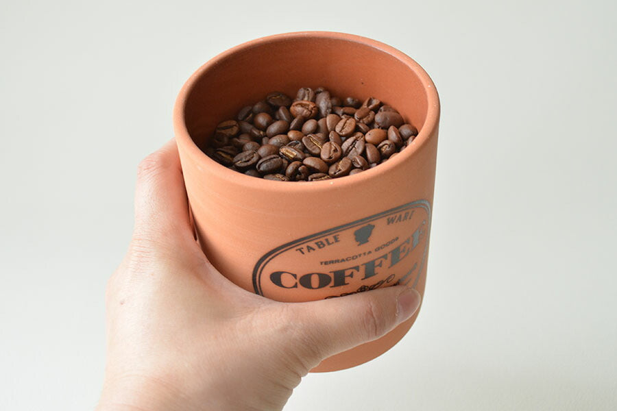 テラコッタ キャニスター おしゃれ 保存容器 コーヒー豆 コーヒー入れ ストッカー 台所用品 食品保存 砂糖 塩 紅茶 ティー プレゼント 贈り物 日本製 美濃焼 カクニ