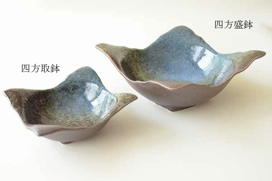 月あかり四方盛鉢 皿 和食 和食器 食器 茶碗 器 皿 オシャレ 和風 和食器 国産 日本製 食器 うつわ 和食器 国産 日本製 美濃焼 和風 茶碗 綺麗 美しい 青 ブルー 料亭 ギフト プレゼント