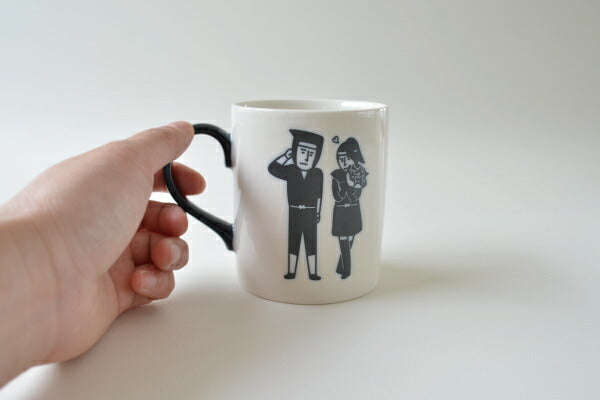 忍者マグ マグカップ おしゃれ 陶器 かわいい おもしろい ギフト プレゼント 白黒 会社用 和風 電子レンジ使用可 食洗機使用可 日本製 美濃焼 カクニ KAKUNI