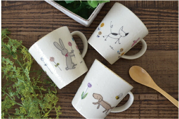メグモグ マグカップ 可愛い マグ かわいい 子供用 誕生日プレゼント いぬ ねこ うさぎ ギフト 出産祝い 引っ越し祝い 美濃焼 日本製 磁器 食器 食洗機対応 電子レンジ対応 サカキバラメグミ カクニ