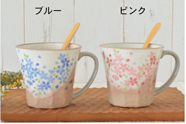 彩桜マグ【マグ コーヒカップ 珈琲 花柄 桜柄 おしゃれ ペア シンプル 美濃焼 マグカップ かわいい 日本製 陶磁器 食器 KAKUNI】