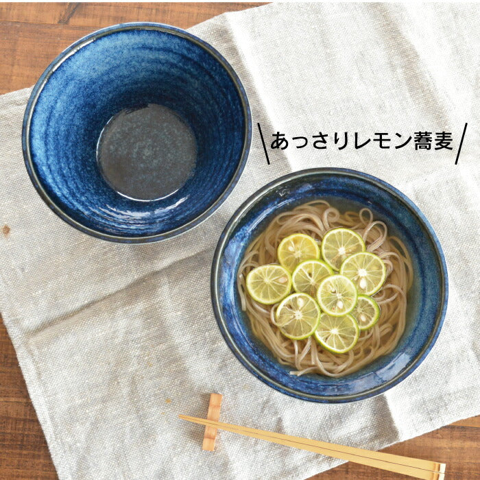 送料無料 ラーメンどんぶり おしゃれ 切立丼2個セット 北欧 軽い ラーメン どんぶり おしゃれラーメン鉢 丼 紺碧 粉引 麺鉢 日本製 陶磁器 食器 電子レンジ対応 食洗機対応 どん うどん カクニ 台形 セット 国産 ブルー 紺色