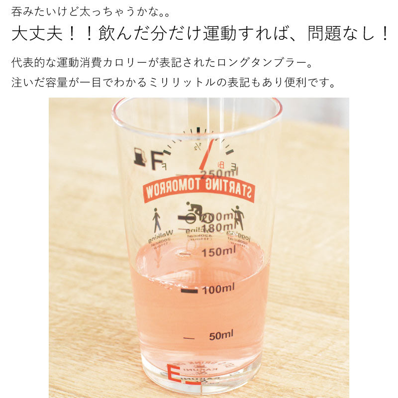 カロリービアグラス おしゃれ コップ かわいい ビール お酒 カロリー計算 目盛り付き 記念日 誕生日 お祝い 305ml 父の日 誕生日 プレゼント ギフト 日本製 カップ ガラス おもしろい カクニ