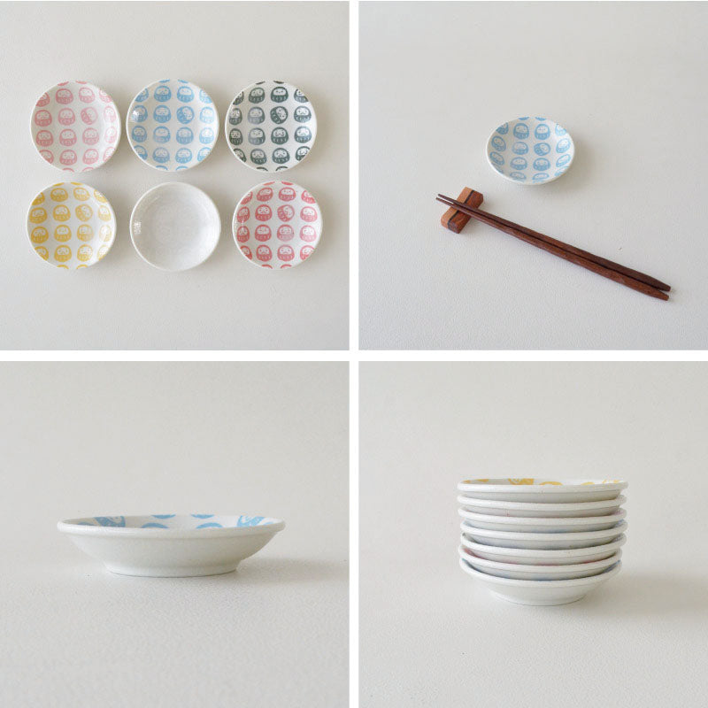 風水だるま豆皿 醤油 皿 おしゃれ だるま シンプル 小さめ 9cm かわいい プレート 薬味 手塩皿 調味料 陶器 日本製 和風 美濃焼 食器 食洗機使用可 電子レンジ使用可 カクニ 縁起物 おもしろい