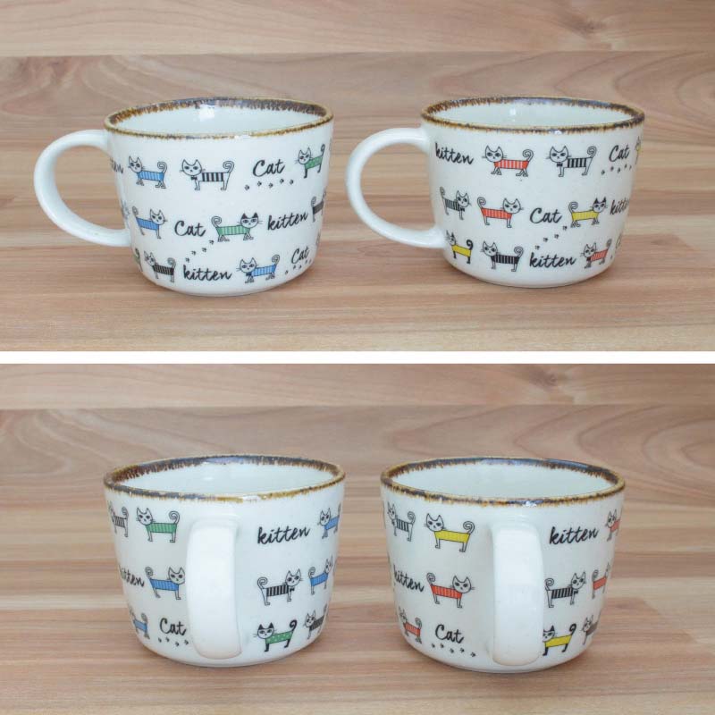 ねこねこマグ マグカップ 可愛い おしゃれ かわいい ネコ 猫 ネコ柄 北欧 300ml 大きい 日本製 コップ カップ 食器 シンプル ナチュラル 食洗機使用可 電子レンジ使用可 カクニ
