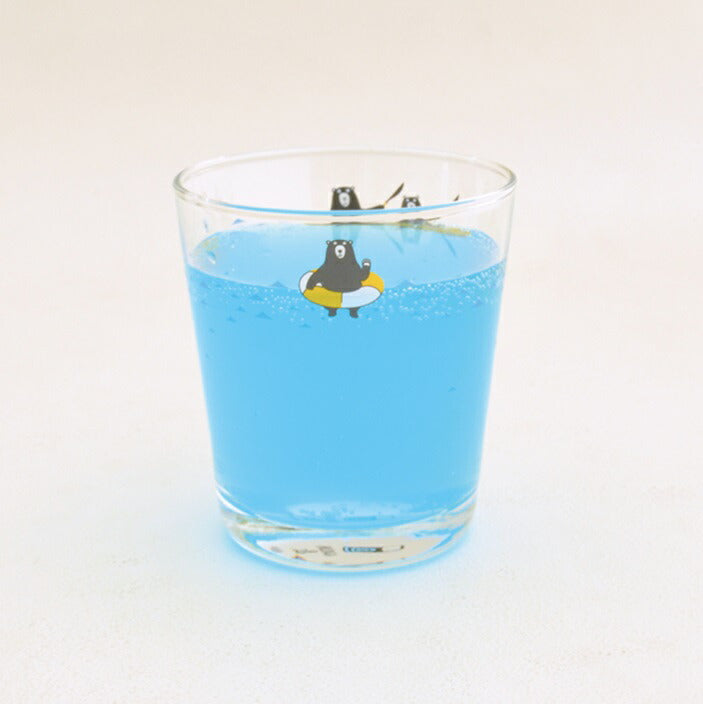 目盛付きグラス 波乗りクマ グラス北欧おしゃれ ガラス コップ かわいい 子供用 アニマル くま かわいい 雑貨 カフェ 食器 猫 シロクマ ガラス製 ギフト タンブラー 日本製 カクニ
