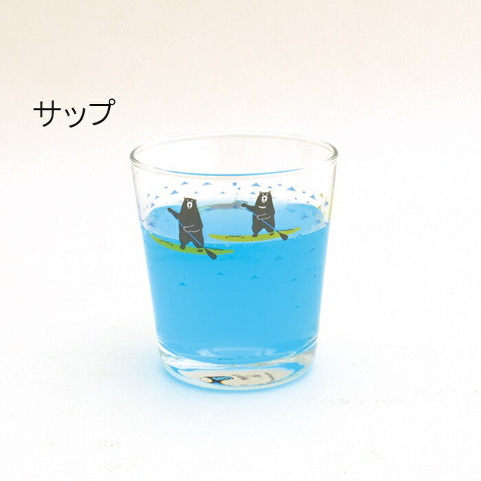 目盛付きグラス 波乗りクマ グラス北欧おしゃれ ガラス コップ かわいい 子供用 アニマル くま かわいい 雑貨 カフェ 食器 猫 シロクマ ガラス製 ギフト タンブラー 日本製 カクニ
