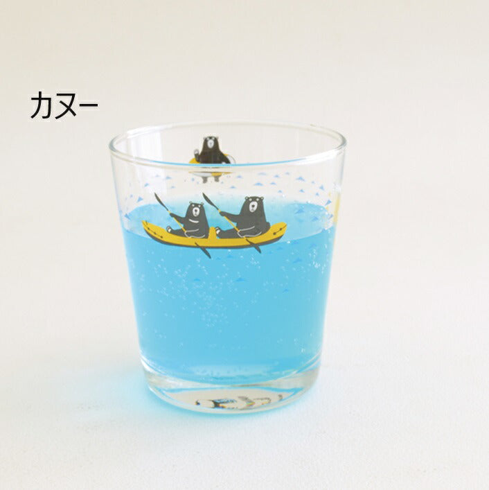 目盛付きグラス 波乗りクマ グラス北欧おしゃれ ガラス コップ かわいい 子供用 アニマル くま かわいい 雑貨 カフェ 食器 猫 シロクマ ガラス製 ギフト タンブラー 日本製 カクニ
