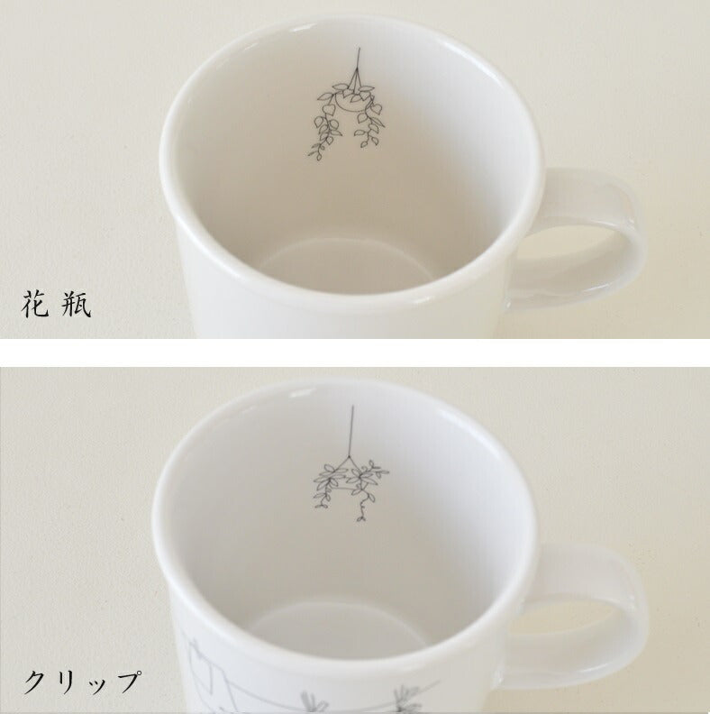 ペンタッチフラワー マグ【マグカップ コーヒカップ ペン画 花柄 かわいい おしゃれ シンプル 日本製 美濃焼 陶磁器 食器 レンジ対応 食洗機対応 KAKUNI カクニ】