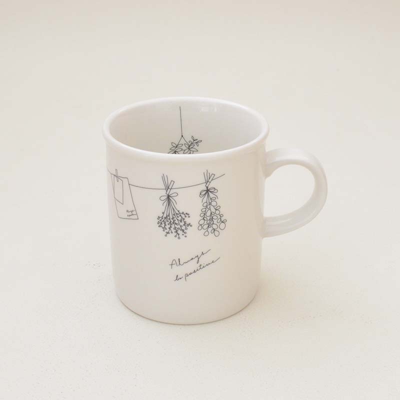 ペンタッチフラワー マグ【マグカップ コーヒカップ ペン画 花柄 かわいい おしゃれ シンプル 日本製 美濃焼 陶磁器 食器 レンジ対応 食洗機対応 KAKUNI カクニ】