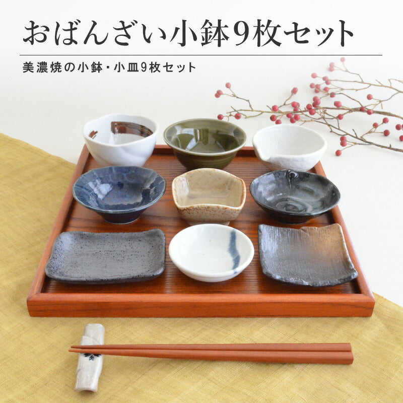 おばんざい変形小鉢 9点セット おぼん付き 食器 和食器 取り皿 おしゃれ シンプル モダン 美濃焼 陶器 食卓 つるつる 食洗器使用可能 電子レンジ使用可能 デザートカップ ギフト プレゼント 贈り物
