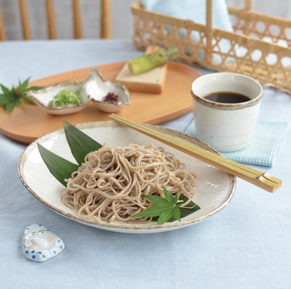 K30273 白唐津 楕円麺皿【麺皿 そば 冷やしうどん 冷やし中華 美濃焼 和食器 洋食器 楕円皿 食洗機可 電子レンジ可 日本製 KAKUNI カクニ】