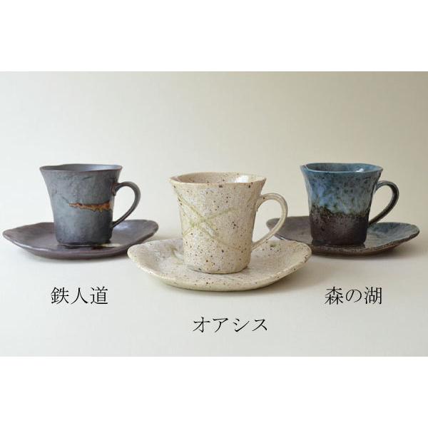 カップ＆ソーサー 鉄人 森の湖 オアシス おしゃれ コーヒーカップ 珈琲 紅茶 ティーカップ ギフト 食洗機使用可 電子レンジ使用可 日本製 美濃焼 カクニ
