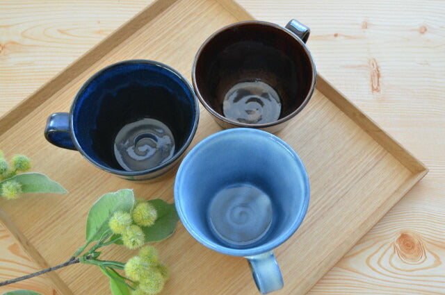 クラフトマグ マグカップ おしゃれ かわいい 可愛い シンプル コーヒーマグ スープマグ ギフト プレゼント 日本製 美濃焼 陶器 紺 アメ 均窯 水色 KAKUNI カクニ