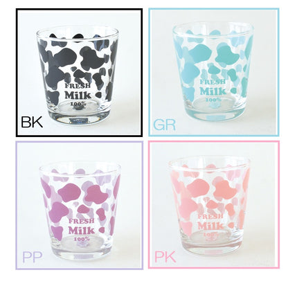 フレッシュミルクグラス　 おしゃれ かわいい 300ml POP クロ グリーン パープル ピンク 人気 プレゼント ギフト 牛柄 日本製 コップ カップ 子供用 カクニ