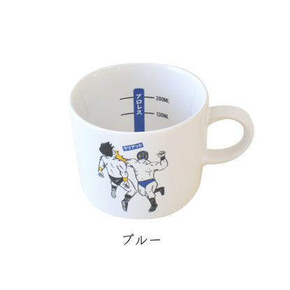 プロレス目盛付きマグ 330ml マグカップ メモリ付き 目盛り付き コップ スープカップ 目盛り かわいい おもしろい 可愛い おしゃれ 大きめ たっぷり 大容量 格闘技 陶器 食洗機対応 レンジ対応 ギフト プレゼント 日本製 美濃焼 マグ