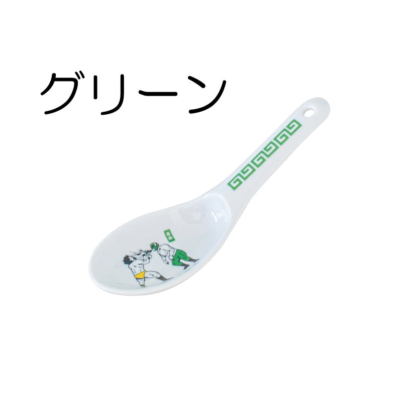 拉麺プロレスレンゲ おしゃれ かわいい おもしろい ラーメン レンゲ スプーン ナチュラル 赤 青 緑 国産 日本製 陶磁器 陶器 洋風 陶器 美濃焼 電子レンジ対応 食洗機対応 カクニ