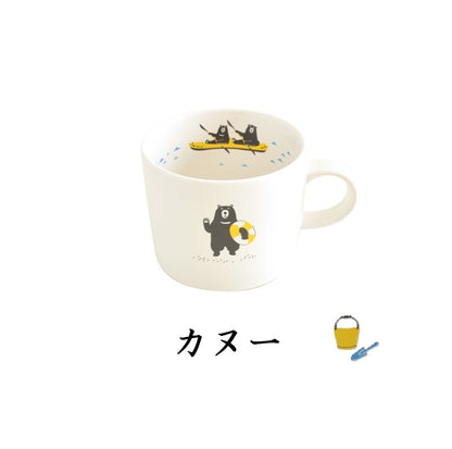 目盛付きマグ 波乗りクマ　 330ml マグカップ かわいい くま 可愛い おしゃれ メモリ付き スープカップ 目盛り付き アウトドア 大きめ たっぷり 大容量 キャンプ 陶器 食洗機対応 レンジ対応 ギフト プレゼント 日本製　美濃焼