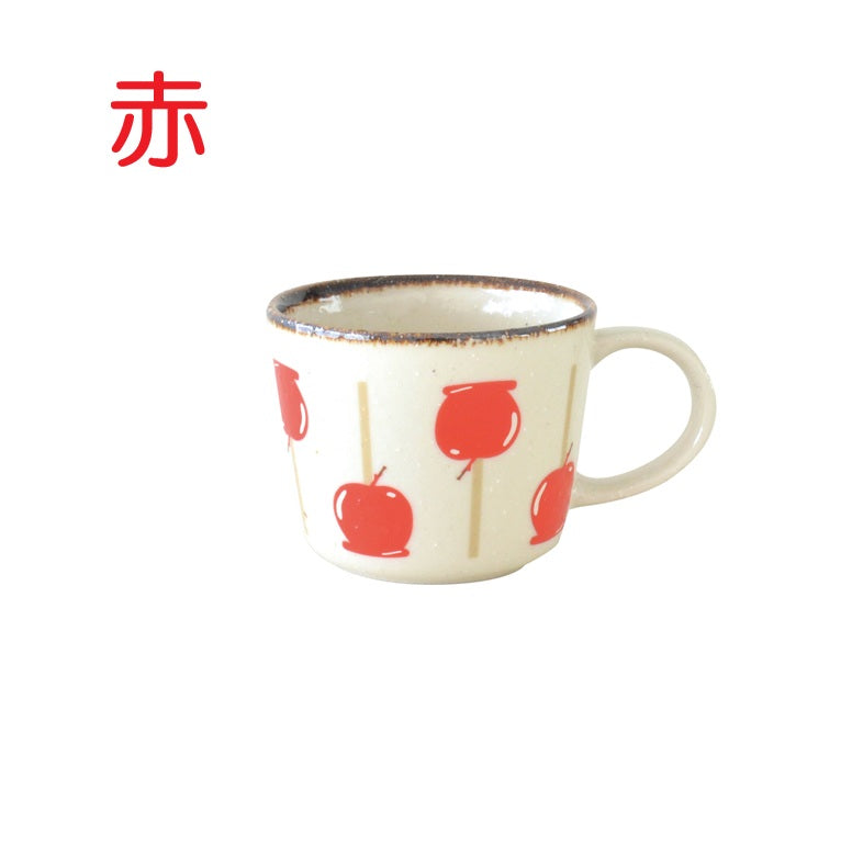 りんご飴マグ 陶器 美濃焼 マグカップ かわいい りんご おしゃれ 大きめ 可愛い レトロ 果物 ナチュラル シンプル 電子レンジ使用可 食洗機使用可 日本製 国産プレゼント ギフト  カクニ KAKUNI