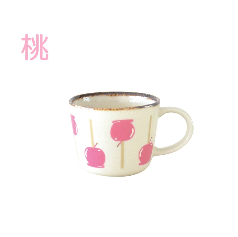 りんご飴マグ 陶器 美濃焼 マグカップ かわいい りんご おしゃれ 大きめ 可愛い レトロ 果物 ナチュラル シンプル 電子レンジ使用可 食洗機使用可 日本製 国産プレゼント ギフト  カクニ KAKUNI