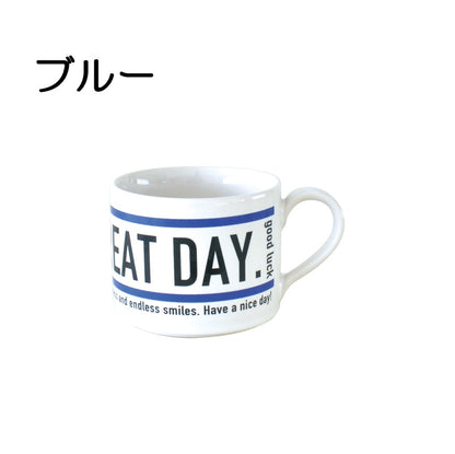 GREAT DAYマグ おしゃれ かっこいい 美濃焼 かわいい 可愛い 北欧   日本製 青 黄 ピンク カップ 食器 カフェ シンプル ナチュラ ギフト プレゼント  ラッピング 陶器 KAKUNI　カクニ