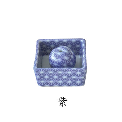 麻の葉 角型お香立て 和風 陶器 おしゃれ 和風 おそろい お香立て アロマ インテリア ギフト 角 青 緑 赤 水色 黄色 日本製 美濃焼 陶磁器 花立て  かわいい カワイイ モダン 敬老の日 カクニ