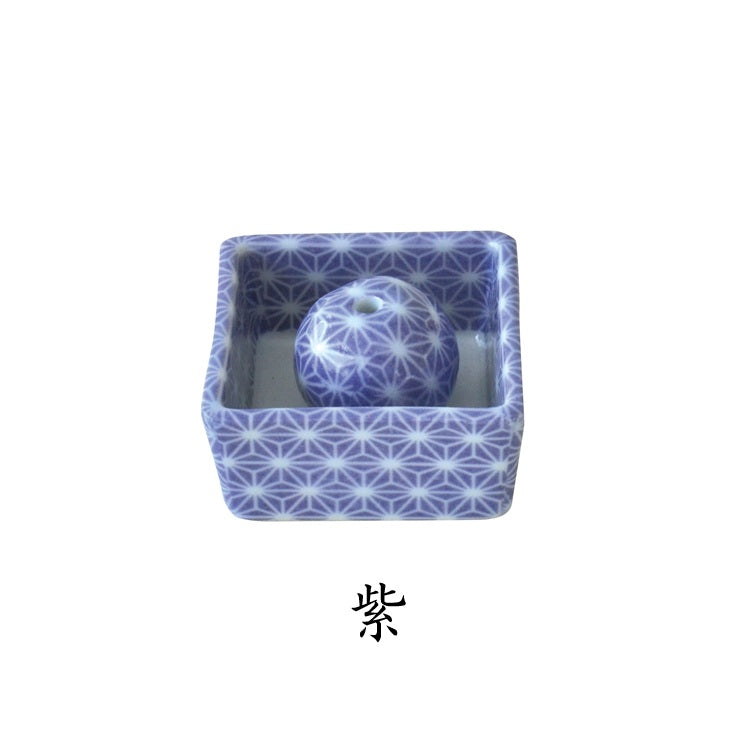 麻の葉 角型お香立て 和風 陶器 おしゃれ 和風 おそろい お香立て アロマ インテリア ギフト 角 青 緑 赤 水色 黄色 日本製 美濃焼 陶磁器 花立て  かわいい カワイイ モダン 敬老の日 カクニ