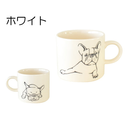 ふれんちぶる マグ 陶器 マグカップ 大きめ 大きい おしゃれ フレンチブルドッグ 犬 イヌ かわいい シンプル 電子レンジ使用可 食洗機使用可 日本製 美濃焼 カクニ KAKUNI