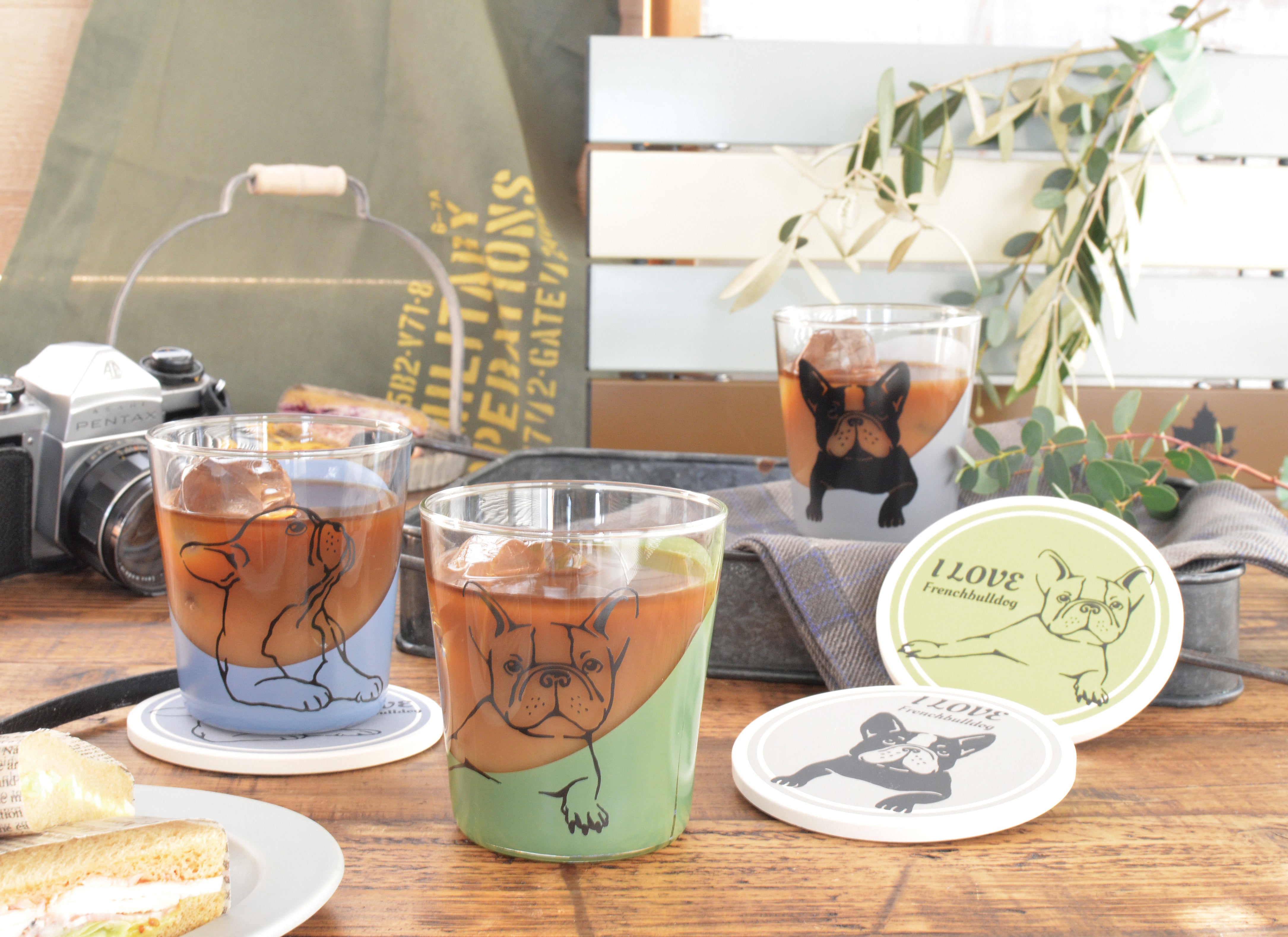 ふれんちぶるグラス 300ml アッシュグレーグラス ネイビーブルー オリーブカーキ おしゃれ かわいい POP 人気 プレゼント ギフト 日本製 コップ カップ