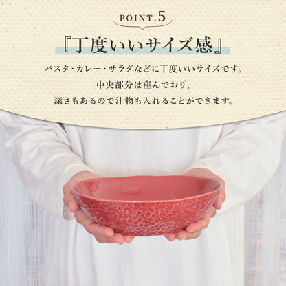 フルール オーバルボウル カレー鉢 おしゃれ パスタ皿 サラダボウル 日本製 美濃焼 陶磁器 食器 電子レンジ対応 食洗機対応 おしゃれ かわいい 白 赤 紫 使いやすい シンプル ホワイト 花柄 エレガント カクニ