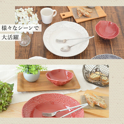 フルール ボウル(Ｍ) 小鉢 おしゃれ 小皿 ミニボウル 日本製 美濃焼 陶磁器 食器 電子レンジ対応 食洗機対応 おしゃれ かわいい 白 赤 紫 使いやすい シンプル ホワイト 花柄 エレガント カクニ