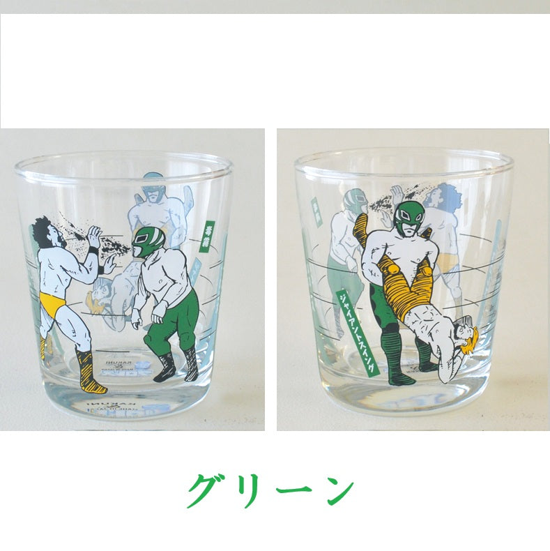 プロレス目盛付きグラス おしゃれ かっこいい 面白い ユニーク 赤 青 緑 ギフト ガラス コップ 雑貨 カフェ 食器 ガラス製 ギフト タンブラー 日本製 カクニ