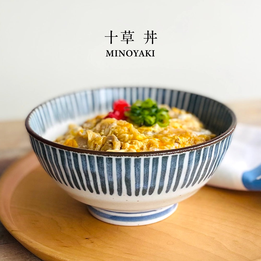 280081 十草丼 美濃焼 おしゃれ かっこいい シンプル 青 和食器 丼もの 十草 かつ丼 陶器 日本製 和風 食器 ラーメン どんぶり 食洗機使用可 電子レンジ使用可 カクニ ギフト プレゼント