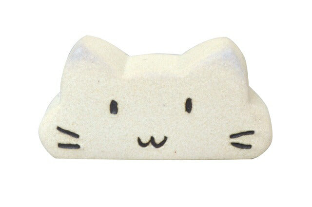 ほんわか猫 箸置き立ち猫（白）はしおき おしゃれ 面白い かわいい アニマル 子供用 猫 ネコ 食器 国産 日本製 美濃焼 陶器 雑貨 プレゼント キッチン 顔 かわいい 動物 模様 にっこり